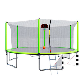 16Ft Trampoline With Basketball Hoop Pump And Ladder (Inner Safety Enclosure) With Soccer Goal