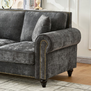 2 Seater Sofa With Rolled Arms, Tufted Upholstered Couch