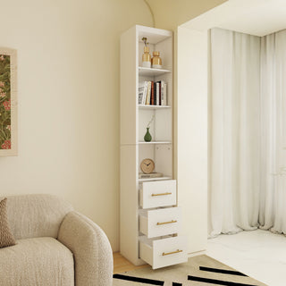 Rectangular Side Storage Cabinet With 3 Drawers For Bedroom - White