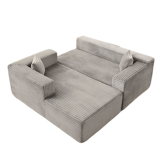 Compression Sectional Couch With Comfy Chaise, Boneless L Shape Sofa With Deep Seat