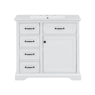 Modern Bathroom Vanity With Sink Top, 4 Drawers And 1 Soft-Close Door