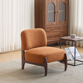 Modern Boucle Lounge Chair With Solid Wood Fram