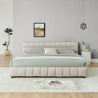 Modern Platform Bed Frame With Thick Fabric
