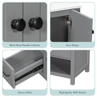 Bathroom Vanity With Sink Top, Bathroom Vanity Cabinet With 2 Doors And 2 Drawers, Open Shelf