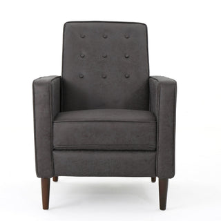 Macedonia - Mid Century Modern Button Tufted Fabric Recliner - Slate