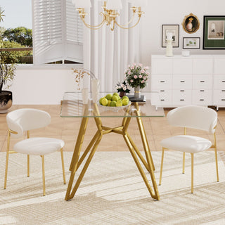 Modern Glass Dining Table With Metal Legs