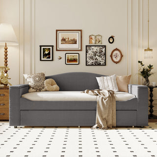 Upholstered Daybed With Storage Armrests, Trundle And Latest Integrated tooth Audio System