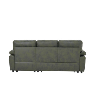 Convertible L - Sectional Sofa Bed With Storage Chaise And Padded Armrests