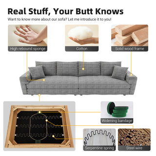 Deep Seat Convertible Sofa With Soft Pillows And Ottomans