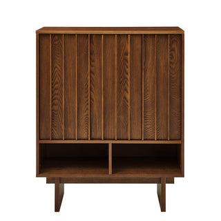 Sideboard Buffet Cabinet With Grille Slat Design With 3 Doors And Adjustable Shelves