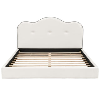 Upholstered Platform Bed With Sturdy Frame And Headboard