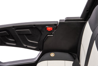 12V7A*2 30W*4 Four-Wheel Drive Seat One Button Start, Forward And Backward, High And Low Speed, Music, Front Light, Power Display, Two Doors Can Open, 2.4G R / C, Seat Belt Four Wheel Absorber