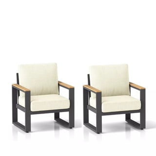 All-Weather Patio Armchairs With Thick Cushions (Set of 2)
