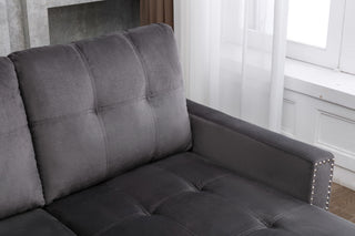 Reversible Sectional Storage Sleeper Sofa Bed, L-Shape 2 Seat Sectional Chaise With Storage, Skin-Feeling Fabric