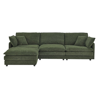 L-Shaped Sectional Sofa With Ottoman, Convertible 4 Seater Couch