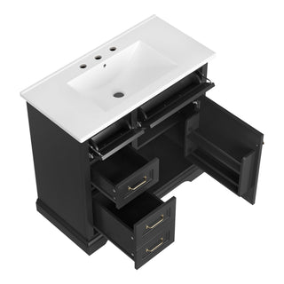 Modern Bathroom Vanity With Sink Top, 4 Drawers And 1 Soft-Close Door