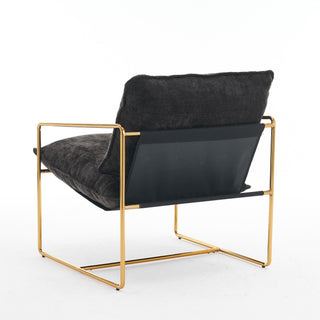 Upholstered Hanging Armchair With Arm Pocketsmetal Frame (Set of 2), Plated Craftsmanship, Crushed Foam Cushions And Skin-Friendly Woven Fabric For Living Room And Bedroom