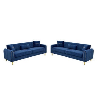 2 Piece Sofa 3 Seater Sofas Set - Blue
