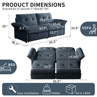 Sofa Bed, 2 In 1 Design For Living Rooms