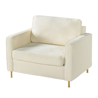 Accent Chair Upholstered Single Sofa With Square Arms, Sewn Pillow Back For Living Room