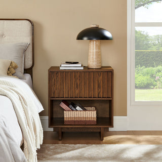 Nightstand With Hidden Charging Station USB Ports & Outlet Hole