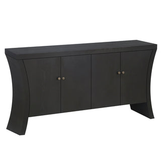 Refined Industrial 4 Door Credenza With Arc Legs & Clasps