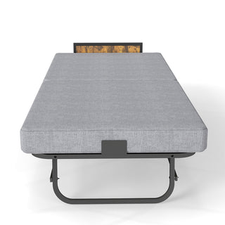 Twin Folding Bed With Headboard & USB Charging Station - Gray