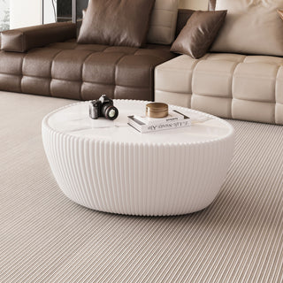 Goose Egg Shape Coffee Table For Living Room - White Pu
