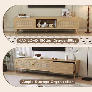 TV Stand For TVs Up To 80", Media Console, Cabinet - Natural