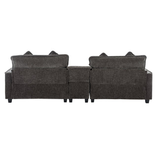 Sectional Sofa Upholstered Sofa With Two Removable Ottoman, Two USB Ports, Two Cup Holders And Large Storage Box For Living Room
