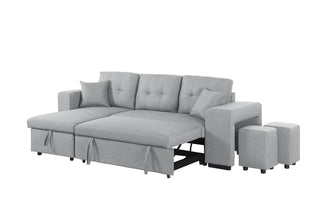 Daniel - Upholstered Reversible Sectional With Pull Out Loveseat - Light Gray