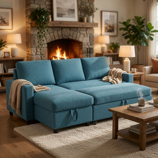 L - Shaped Convertible Sofa Bed With Storage Chaise