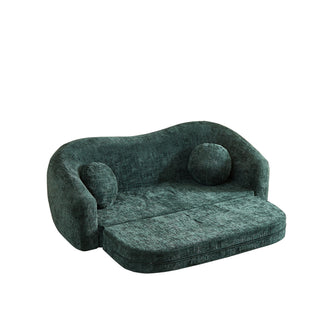 Curved Convertible Sofa, 2 In 1 Frameless Folding Sofa Bed With Pull Out Base And Deep Seat