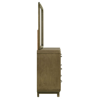 Bernardo - 6 Drawer Dresser And Mirror With Rounded Corners - Nutmeg Brown