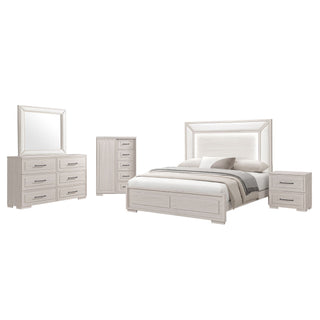 Ciara - King Bed With LED Panel Headboard, Low Profile Design - Beige