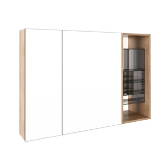 Wall Mounted Bathroom Mirror Cabinet, Adjustable Shelves - Imitative Oak