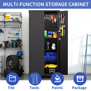 Garage Storage Cabinet With Wheels Heavy-Duty Tool Storage - Black