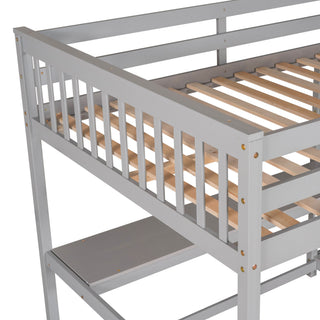 Loft Bed With Storage Shelves And Under Bed Desk