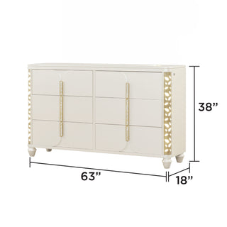Cinderella - Dresser With LED Accents And 6 Storage Drawers (Mirror Not Included) - Beige