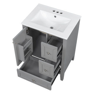 Modern Bathroom Vanity With Sink, Freestanding Cabinet With Drawers And Shelves