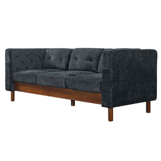 3 Seater Sofa With Square Arms, Tufted Pillow Back For Living Room