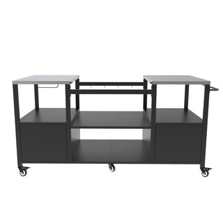 Outdoor Grill Table For Big Egg Style Bbq With Metal Grill Cart And Storage Box And Metal And Stainless Steel - Black / Silver