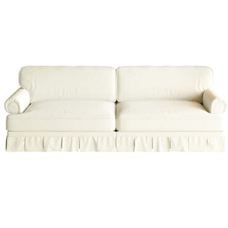Luxuriously Comfortable Cloud Couch Sofa With Elegant Rolled Arms & Pleated Skirt Design