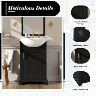 20" Bathroom Vanity With Bulged Sink, Freestanding Single Vanity Set, Soft Close Door