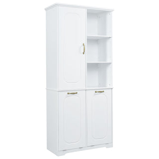Freestanding Tall Storage Cabinet With 2 Tilt Out Hampers