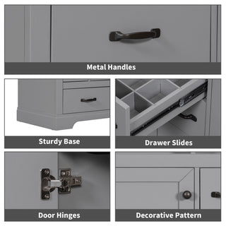 Modern Bathroom Vanity With Sink, 6 Drawers, Adjustable Shelf