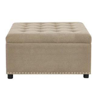 Square Tufted Storage Ottoman With Nailhead Trim