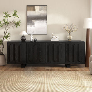 Farmhouse TV Stand, Storage Media Console With Adjustable Shelves & 3 Cable Holes