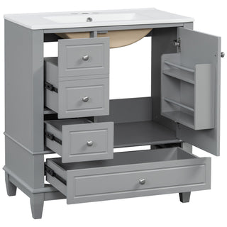 Freestanding Bathroom Vanity With Sink, Soft Close Door, 3 Drawers