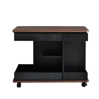 Adjustable End Table With Wheels, 360°Rotating Top And Storage Space